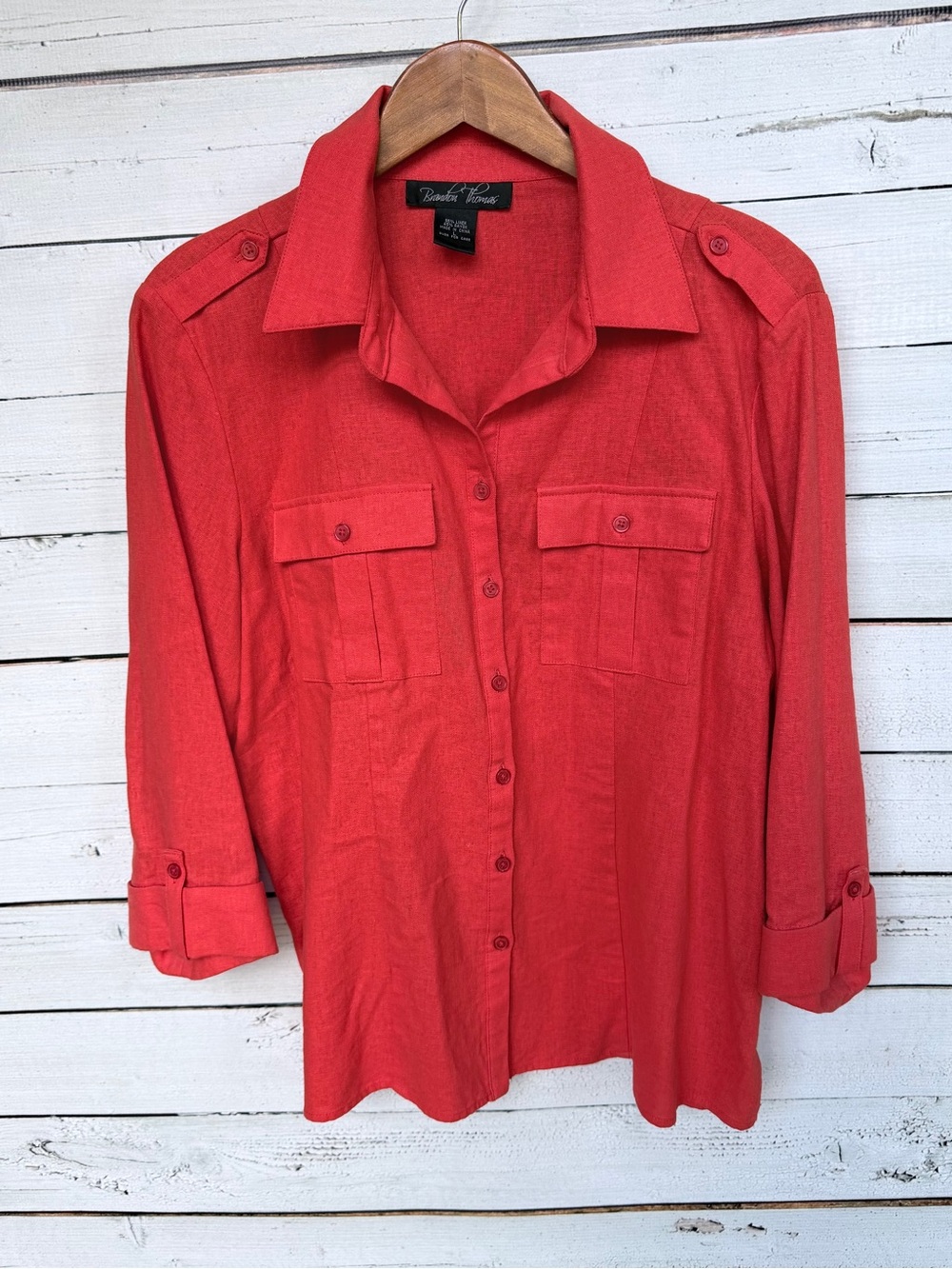 Brandon Thomas Linen Blend Button Down Shirt Size Large